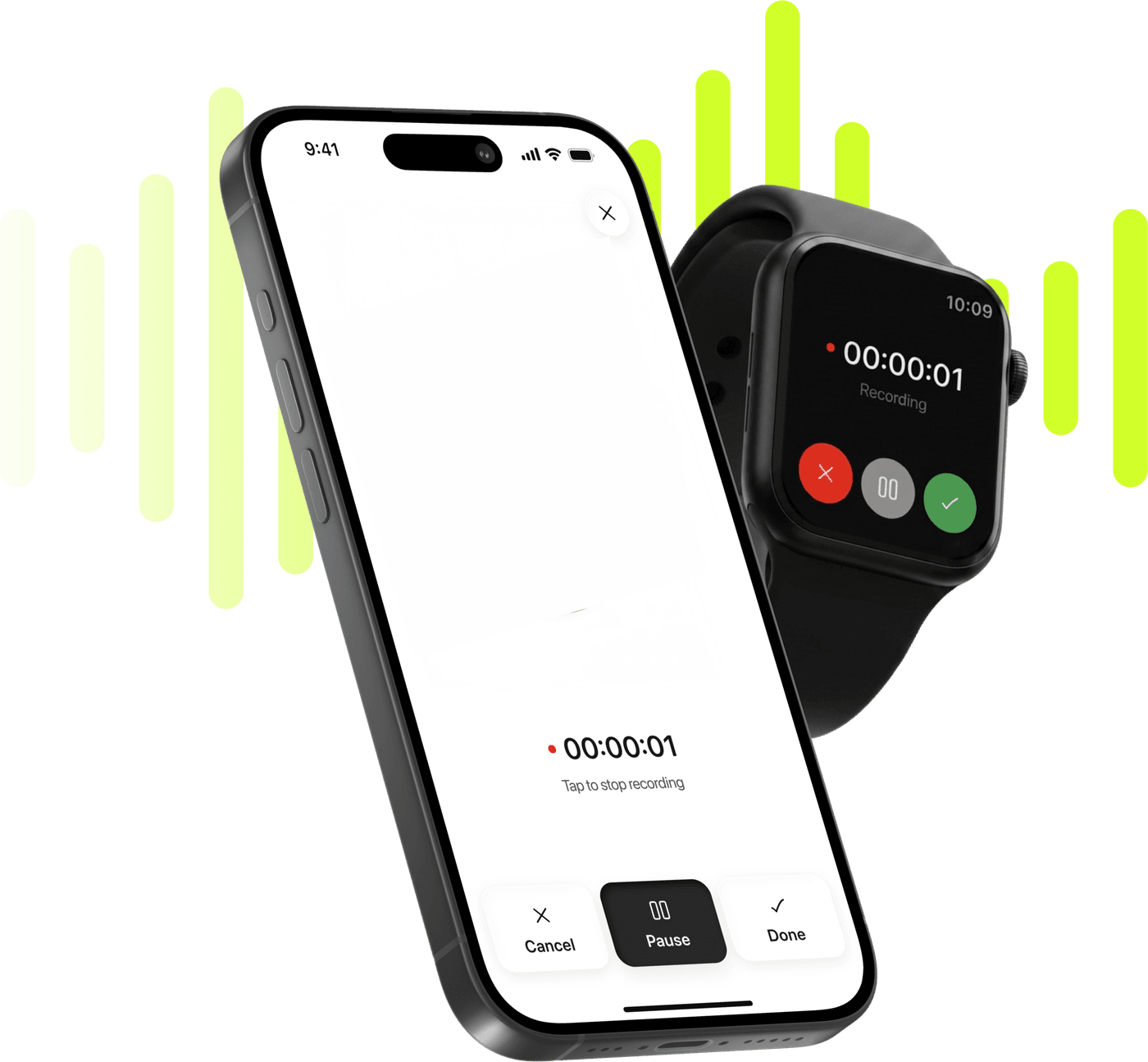 Limemo recording on an iPhone and on an Apple Watch, over a lime sound wave
